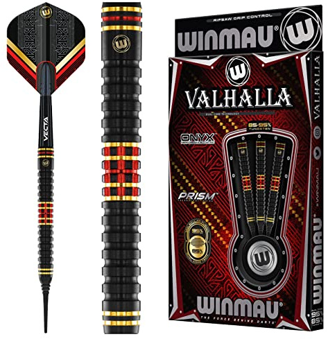 WINMAU Valhalla 20 Gram Professionell Mjukt Tips Volfram Dart Set med dartflygs och stjälkar
