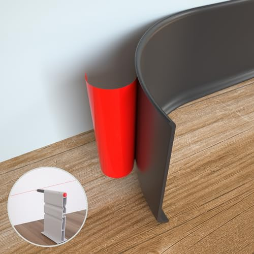 GAMZAU Flexible Baseboard Molding Trim, 4 Inch x 20 Feet Peel and Stick Vinyl Wall Base Cove Base, Self-Adhesive Rubber Wall Base Moulding Trim(S100,Black)