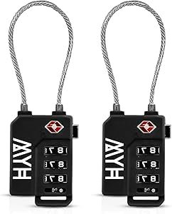 MYH Combination Padlocks – Small Suitcase Locks for Travel, Gym Locker Padlocks, Luggage Locks for Suitcases, Coded Padlock with Code for Lockers & More (2X Black, Combination Lock)