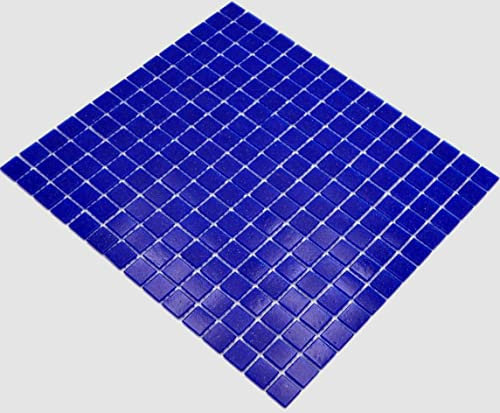 Mosaik dunkel blau Poolfliesen Poolmosaik Fliesen Glas glänzend Quadrat Wand Boden Küche Bad Dusche