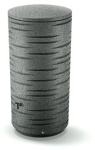 Depósito para agua de lluvia Freze 290L | Ø58 x 120,5 cm | Incluye grifo y sistema de recogida de agua | Cisterna de jardín | Color gris diseño moderno