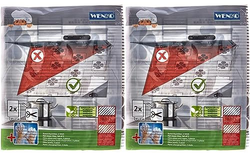 WENKO Filtro plano para campana 2 unidades - juego de 2 unidades, Fibra corta de rayón, 57 x 47 cm, Blanco (Paquete de 2)