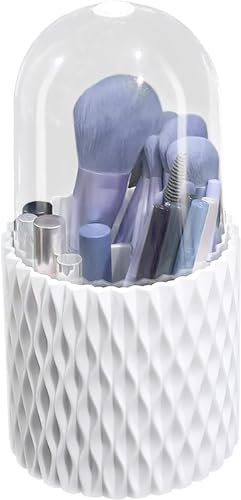 JLNGTHONG 360° Pinselaufbewahrung mit Deckel, Kosmetik-Organizer, Pinselhalter, Kosmetikaufbewahrung für Make-up, Lippenstift, Make-up-Pinselhalter für Schminktisch