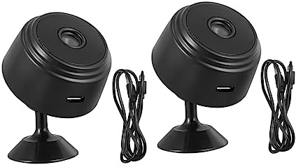 CAXUSD Kabellose Innenüberwachungskamera 2 Stück mit HD Nachtsicht Bewegungsalarm Magnetfuß Kunststoffgehäuse Fernzugriff Via Smartphone App für Heimüberwachung