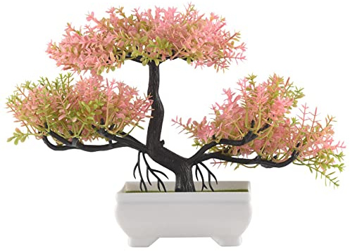 Pvczool Artificial Plants Bonsai Small Tree Pot Fake Plant Flowers Potted Faux Bonsai for Home Room Table Hotel Garden Decor A