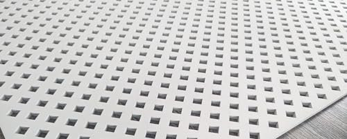 Wooden Nevada mesh laser cut in 6mm thick mdf decorative panel for radiator covers, partition walls and home made cabinets Diamond pattern (D7). Made in the UK (Primed white, 1200mm x 620mm)..