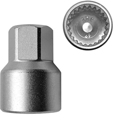 Écrou de roue - Adaptateur de clé à douille - Outil pour enlever les écrous de roue pour antivol - Clé de rechange - Compatible avec Porsche 69