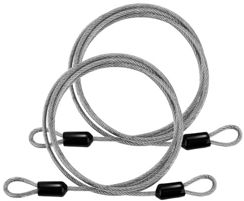 2 Stück Stahlseil mit ösen, 2m x 3mm Drahtseil Sicherheitskabelschloss, Sicherheitskabel Edelstahl Drahtseil mit ösen, Schwarz Edelstahl Sicherheitskabel für Fahrrad Möbel Garten usw Sicherheitskabel