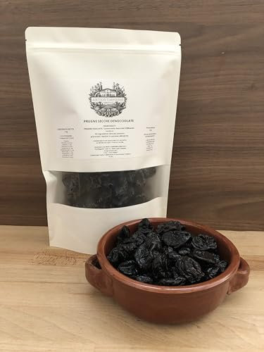 Prugne Secche Denocciolate - Prima Scelta - Senza Zuccheri e Senza Coloranti Artificiali - Formato Richiudibile in Kraft - 500 Grammi