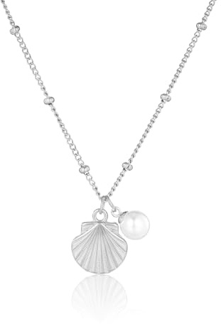 MILAKOO Collana Estiva in Stile BohéMien per Donne Collana con Ciondolo A Forma di Conchiglia Dal Fascino Delicato, Ideale per le Uscite in Spiaggia, Argento