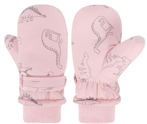 QKURT Gants de Ski pour Enfants, Gants de Neige d'hiver Imperméables, Mitaines de Snowboard Coupe-Vent, Mitaines Chaudes Doublées en Polaire pour Garçons et Filles de 0 à 8 Ans