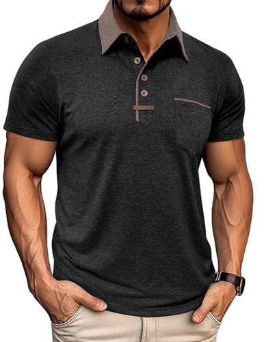 Halfword Polos Homme Manches Courtes Golf Pull Casual Classique Top Slim Fit
