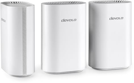 devolo WiFi 7 Mesh BE6500 3-Pack, Le système Wi‑FI Mesh pour Les réseaux domestiques High‑Speed, Jusqu’à 6.500 Mbit/s, connectivité LAN 2,5 Gbit/s, Blanc