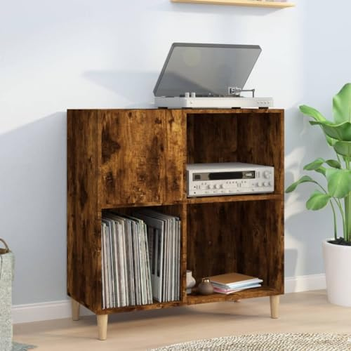 LoogCape Armario con placa de roble ahumado, 84,5 x 38 x 89 cm, material de madera con espacio de almacenamiento, placa superior estable, multifuncional como vitrina, armario auxiliar o de oficina