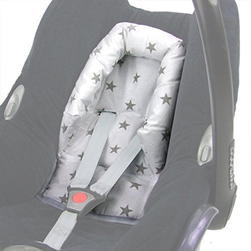 BAMBINIWELT Kopfkissen, KOPFPOLSTER für Maxi Cosi CabrioFix, DESIGN (weiß grau kleine Sterne) XX