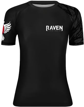 Raven Fightwear Women's Aerial Assault MMA BJJ Short Sleeve Rash Guard Black/Black Medium
