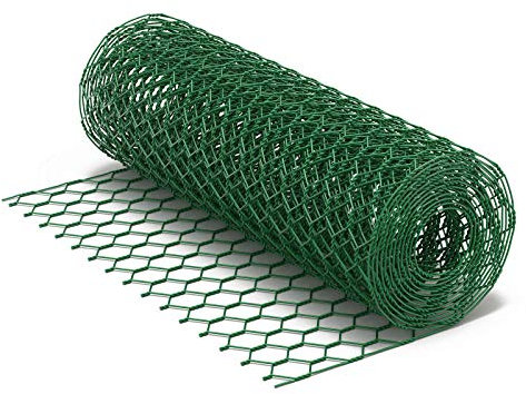 Malla de alambre cuadrada 25x25mm de color verde, rollo de 25m altura 120cm, de acero galvanizado
