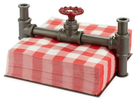 balvi Serviettenhalter Pipeline Farbe Grau Wasserhähne als Dekorationsobjekte Eisen 20 cm