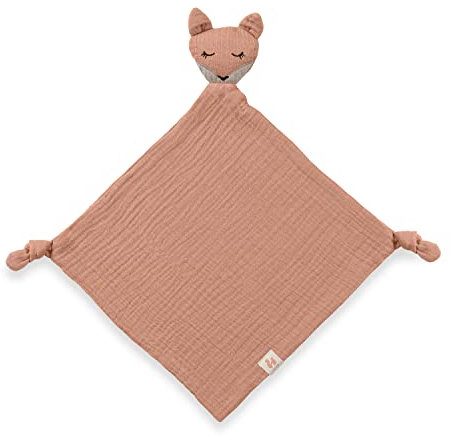 hauck Cuddle N Play, Fuchs Cork - Musselin Schnuffeltuch & Trösterchen für Neugeborene 25 x 25 cm für Neugeborene mit Tiermotiv, Kuscheltier & Einschlafhilfe, Waschbar bei 60° C