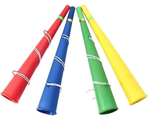 YSAMAX 36 CM Long Vuvuzela Horn, Party Woofer Stadium, Cheering Horn for Soccer, Football, Sports Events Party, Game Horn Loud Sound, Plastic Horn Toy, Pack of 4