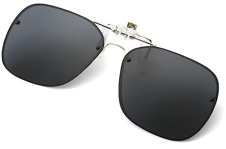 Long Keeper Clip Solaire pour Lunettes De Vue, Clip Lunettes de Soleil Polarisées pour Femme Homme Lunettes de Soleil Flip Up Anti Reflet UV400, 56mm