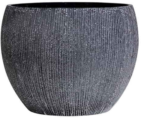 Olly & Rose Extra großer Pflanztopf – Anthrazit, Garten Übertopf – gemusterter XL-Blumentopf – 46 cm - Übertopf groß blumentopf Gross pflanzkübel groß außen