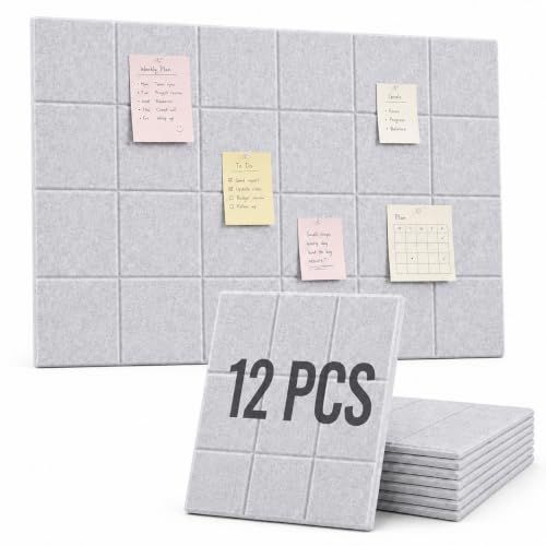 ZOFUN 12 Stycken Stora Filtanslagstavlor, 30 x 30 cm Anslagstavla, Filt, Tavla, Memotavlor, Korkskiva, Väggdekoration, Bulletinbräda för Gör-Det-Själv, Kontor, Kök, Foton, Memos