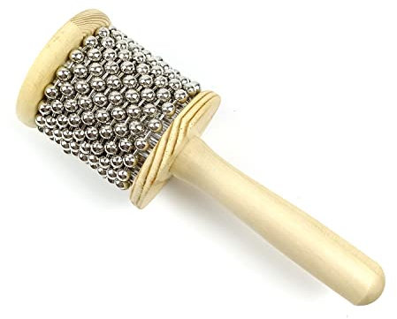 LOONELO Hand-Cabasa aus Holz mit Edelstahl, Hand-Shaker, Percussion-Instrument mit Metallperlen, für Erwachsene, Bandmusik, Bildung, Klassenzimmer, Musik oder Spielen zu Hause