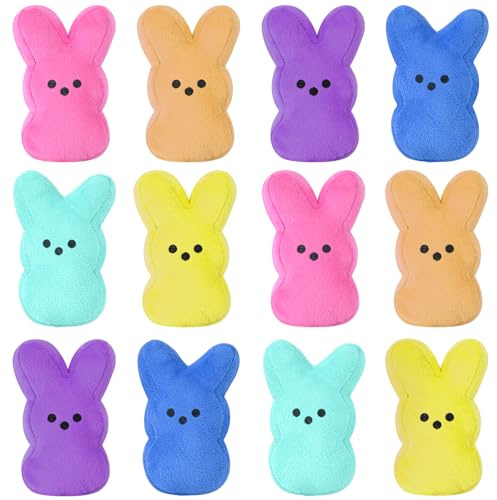 vizethru 12 Pcs Easter Bunny Plush Toys,Easter Basket Stuffers Toys for Kids,Bunny Stuffed Animals, Easter Party Favors Gift Toys for Kids