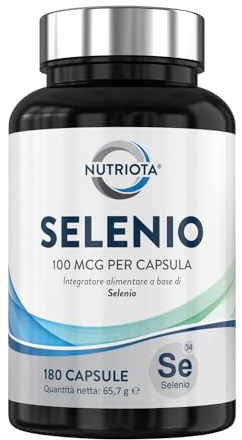 Integratore alimentare di selenio 100 mcg - 180 capsule - Il selenio contribuisce alla normale funzione del sistema immunitario e alla normale funzione tiroidea - Prodotto nel Regno Unito - Nutriota