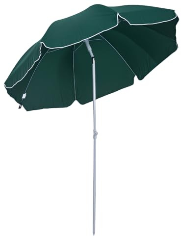 Outsunny Parasol inclinable parasol de plage octogonal de jardin Ø 2 m métal polyester sac de transport inclus vert