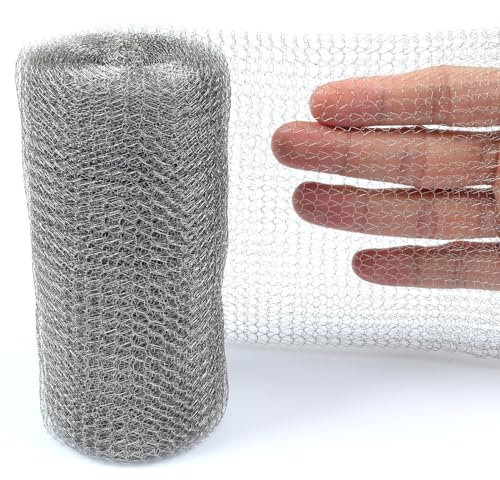 Copper Mesh 6m 20 Feet, Wire Rodent Mesh, Slug Repellent Mouse Mesh Wire Mesh Roll Control Stainless Steel Tape, Sliver Plant Protector for Bat Birds Snails Pigeon Outdoor Indoor Use Pet Friendly