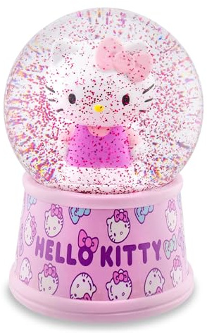 Sanrio Hello Kitty Light-Up Adult Snow Globe with Swirling Glitter Display | 6 Inches Tall