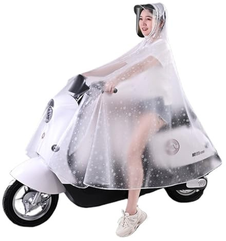 BZXIANSV Waterproof Cycling Raincoat - Hooded Rain Poncho with Mirror Cover for Bike, E-Bike, Motorcycle, and Mobility Scooter(Snowflake White,3XL)