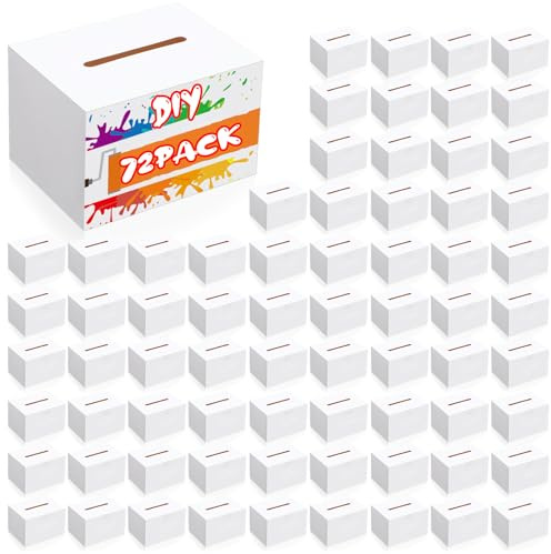 Fullhawl 24 Pack Ballot Raffle Box White Suggestions Donations 6 x 4.5 x 4 Inch Cardboard Box with Removable Header Charity for Fundraising Collecting Business Card Voting Contest