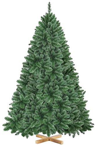 Yaheetech Sapin de Noël Artificiel 183 cm avec 903 Branches, Résistant au Feu, Support Métallique avec Veinures en Bois de Sapin Inclus, Décoration de Noël Fête