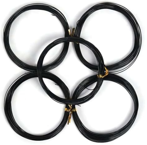 5 rollos de alambre entrenamiento negro for bonsáis, diámetro 2,5-5 mm, aluminio for manualidades, longitud 10 metros, apto for fijar ramas en jardinería, 4(Diameter 5mm)