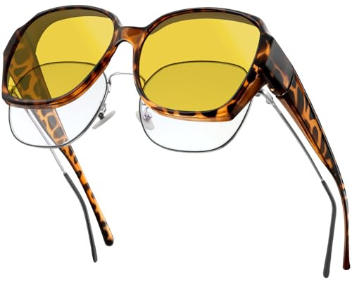MELLIEX Lunettes Conduite de Nuit Polarisées, Surlunettes Conduite de Nuit Anti-éblouissement Protection UV 400 Homme Femme pour Conduite, Pêche, Vélo