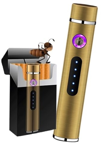 Mini Accenditore elettrico ad arco, accendini ricaricabili tramite USB, antivento senza fiamma, accendino al plasma, accendifuoco for esterni, for campeggio(Gold)