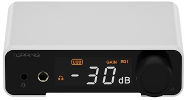 TOPPING DX1 II DAC & hörlursförstärkare ES9039Q2M, DAC-chip med optisk utgång/ingång, förförstärkarläge, balanserad linjeutgång, helt balanserad hörlursförstärkare (vit)