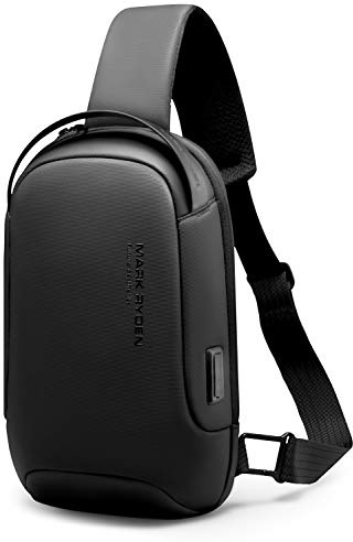 Mark Ryden Bolso Bandolera Hombre, Impermeable Bolso Cruzado Hombre, antirrobo, Compatible con iPad 9.7 de Viaje para los Estudios, Viajes o Trabajo Diario-Negro