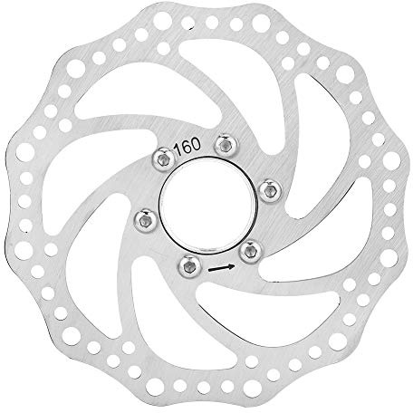 OUKENS Bike Disc Brake Rotor, 1pcs 160mm Stainless Steel Mountain Bike Bicycle Brake Rotor, Threaded Hubs Brake Disc Rotor Flange Adapter with 6 Bolts