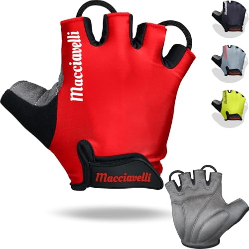MACCIAVELLI® Gants de Cyclisme Homme Femme – Gant Vélo VTT – pour Vélos de Route et de Montagne - Gants Cycliste Demi Doigt - Cycling Gloves