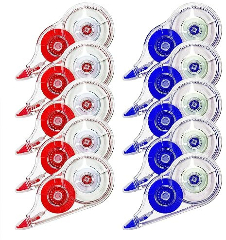 Uktunu Korrekturroller Set 10 Stück Korrekturband Korrekturmaus Roller Mäuse 12m x 5mm White Out Tape für Studenten kinder, im Büro arbeitendes Personal, Rot und blau
