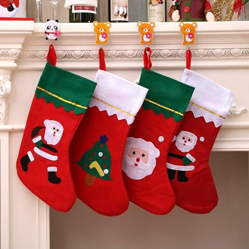 Weihnachtsstrumpf, 4 Stück Nikolausstrumpf, Weihnachtssocken zum Aufhängen Set,Nikolausstiefel zum Befüllen,Weihnachtssocken kamin für Schaufenster,Weihnachtsbaum Geschenke,Deko Weihnachten Familie