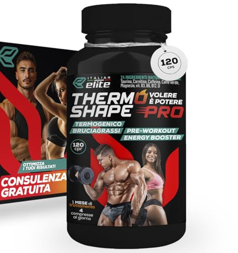 Italian Elite® Thermo Shape Pro 120 cpr. Brucia Grassi, Drenante, Dimagrante, Diuretico, Pre Workout. Termogenico, Energizzante Uomo e Donna. Da abbinare a dieta sana e sport