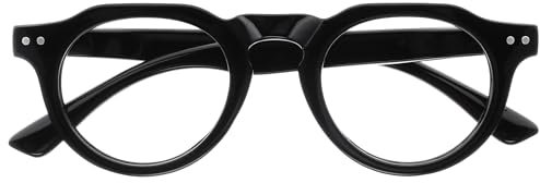 OPULIZE RIO Occhiali da Lettura Anti Luce Blu - Montatura con Bordo Superiore Piatto - Nero - Uomo e Donna - Cerniere a Molla - B53-1 - +2.50