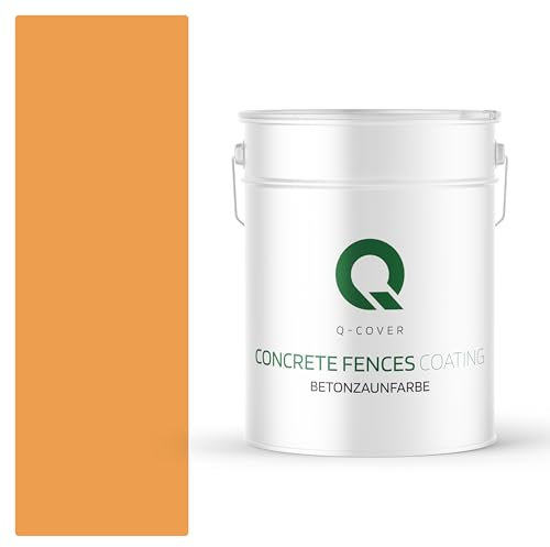 Q-COVER Betonzaunfarbe | 10L | Orange | Silikon Farbe | Außen | Betonfarbe | Hydrophobe Farbe | Acrylat Dispersion | Betonzäune | Betonelemente