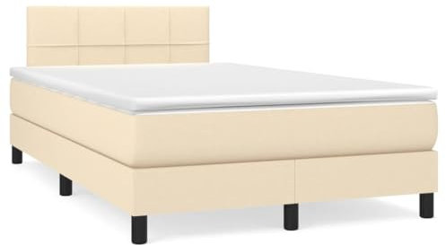 Brokky Boxspringbett mit Matratze & LED Bett Mit Bettkasten Bett Boxspringbett Betten Boxspringbett Mit Matratze Creme 120x190 cm Stoff - 3270044