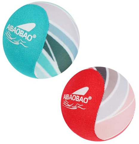 AIBAOBAO 2 Pcs Water Ball, Water Skipping Balls 5.5cm for All Ages Adults, Funny Pool Ball Toys with Net Bag for Lakes, Rivers, Beach, Jumping Bouncy Balls Skimming for Pool for Summer, Family Holiday